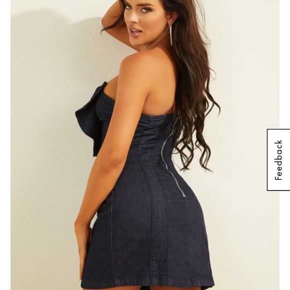 Guess Strapless Ruffle Jean Dress Mini - Picture 4 of 5